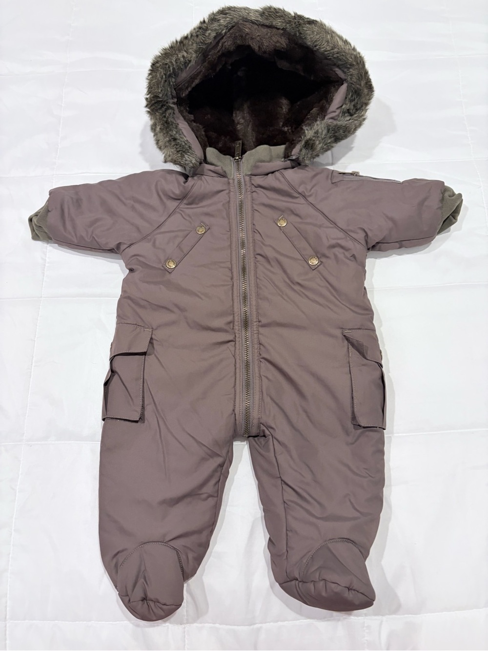 Juicy Couture Baby Faux Fur Hooded Snowsuit Bunting 0-3 Months